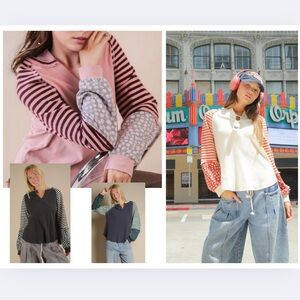 J3 new very J cotton long sleeve colorblock small medium large nwt boutique